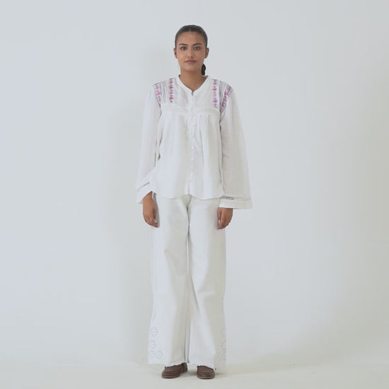 Raw Silk Embroidered Top - Cougar Clothing