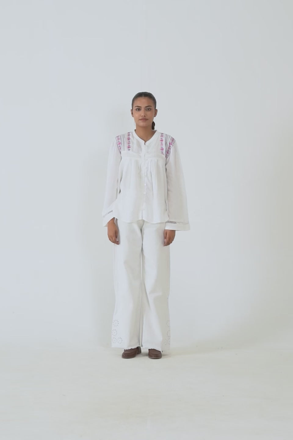 Raw Silk Embroidered Top - Cougar Clothing