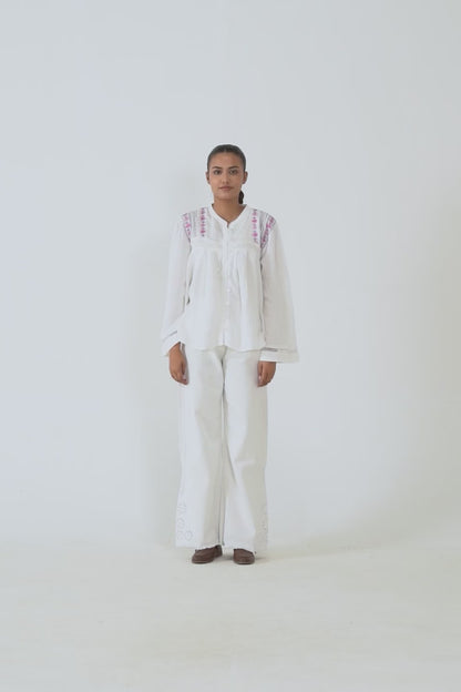Raw Silk Embroidered Top - Cougar Clothing